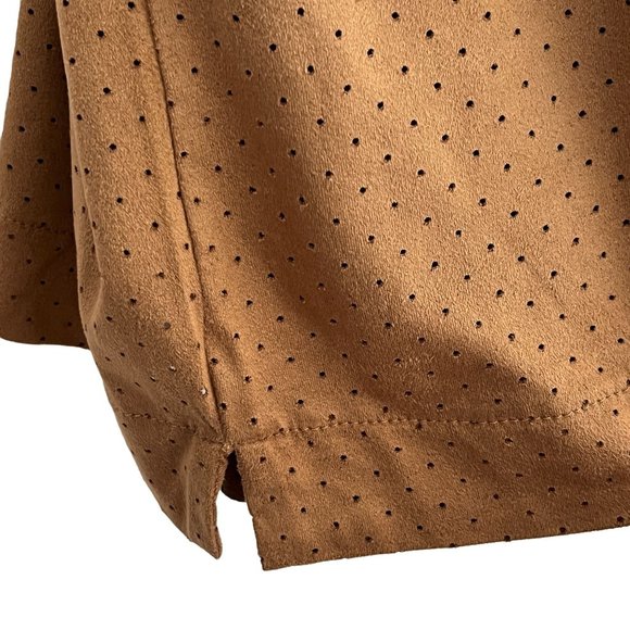 Lane Bryant Brown Microsuede Top Plus Size 22/24 Short Sleeve Split Neck Stretch - Picture 5 of 10